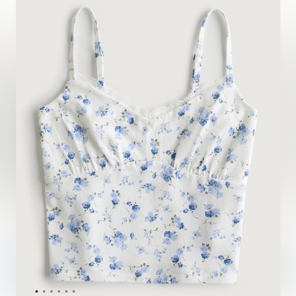 Hollister Lace Trim Shirred Bust Cami
